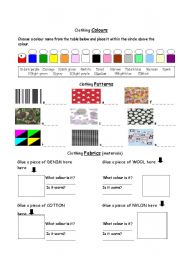 English Worksheet: Clothing Colour, Pattern and Fabric