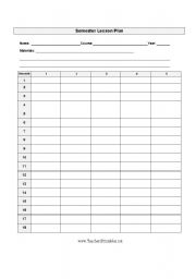 English worksheet: Semester planner