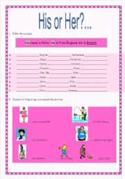 English Worksheet: Possessive determiners