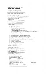 English Worksheet: song: please dont leave me - pink