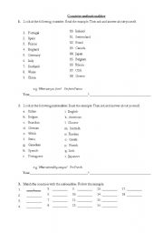 English worksheet: Countries and Nationalities