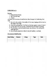 English worksheet: Structure of modification