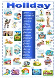 English Worksheet: Holiday Activities Matching Exercise