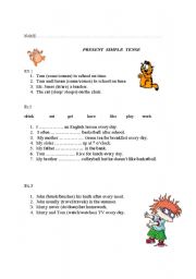 English worksheet: present simple tense