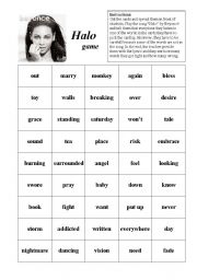 English Worksheet: Beyoncé Halo game