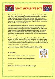 English Worksheet: What should we eat?