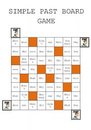 English Worksheet: Simple Past Question Board Game - elementary and Pre-intermediate.