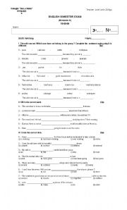 English worksheet: prcess test elementary students