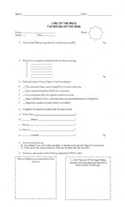 English worksheet: The Lord of the rings worksheet