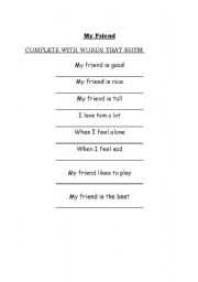 English worksheet: My Friend