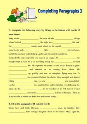 English Worksheet: Completing Paragraphs 3