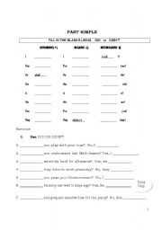 English worksheet: Past Tense