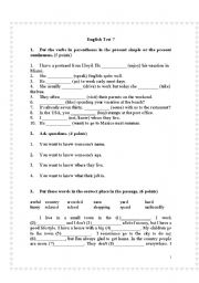 English Worksheet: New English Test 7