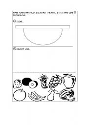 English Worksheet: Make your own fruit salad!