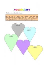 English worksheet: volabulary heart