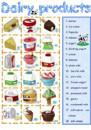 English Worksheet: Dairy products