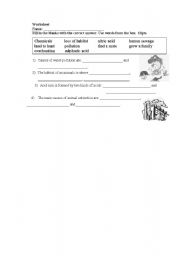 English worksheet: Pollution