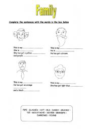 English worksheet: Family descriptions