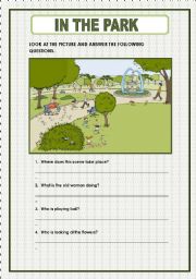 English Worksheet: IN THE PARK