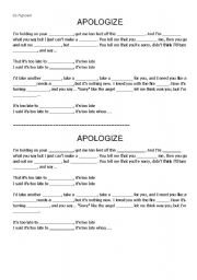 English worksheet: APLOGIZE