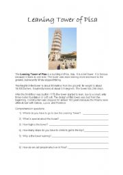 English Worksheet: Leaning Tower of Pisa