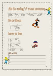 English Worksheet: 4 pages/16 exercises to practice Present Simple