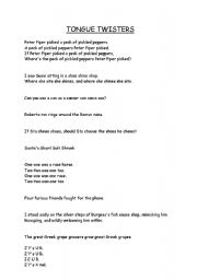 English Worksheet: Tongue Twisters