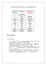 English worksheet: Personal Pronouns and Possessives