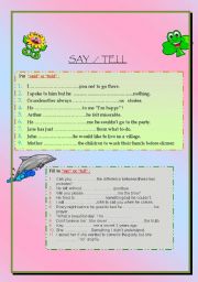 English Worksheet: SAY  OR TELL ? ?