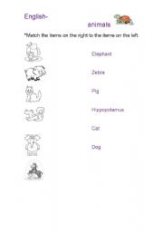 English worksheet: ANIMALS