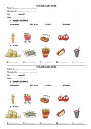 English worksheet: Food quiz