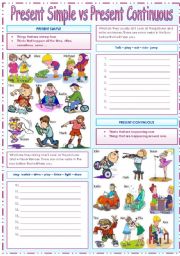 English Worksheet: Present Simple vs Present Continuous