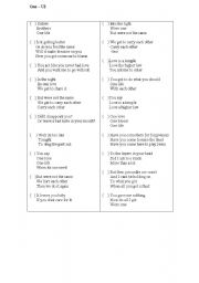 English worksheet: One - U2