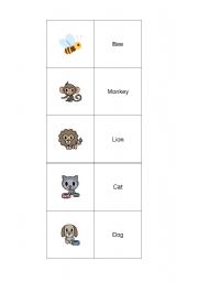 English Worksheet: Animals Memory Game