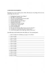 English Worksheet: REPORTED SPEECH EXERCISES