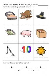 English worksheet: cvc