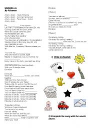 English Worksheet: Umbrella by Rihanna