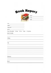 English worksheet: Book Report