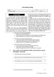 English Worksheet: Reading comprehension SIBLINGS RELATIONSHIPS