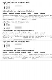 English Worksheet: Past Simple Tense