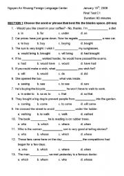 English Worksheet: TESTING 