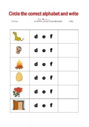 English worksheet: alphabet beginning  sounds