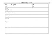 English worksheet: Daily lesson plan template