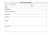 English Worksheet: Daily lesson plan template