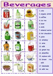 English Worksheet: Beverages