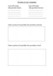 English worksheet: Providers In Our Community