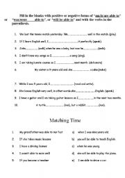 English worksheet: Be able to