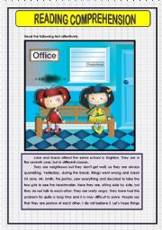 English Worksheet: READING COMPREHENSION 