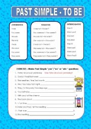 English Worksheet: PAST SIMPLE - TO BE