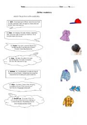 English worksheet: Clothes vocabulary  part.1